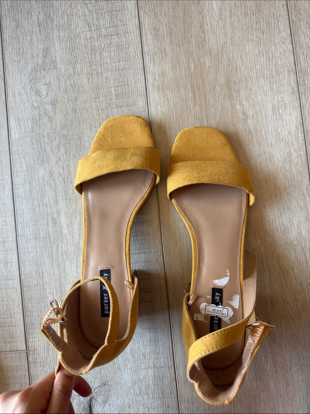 Unknown Brand Mustard Yellow Suede Ankle-Strap Sandals